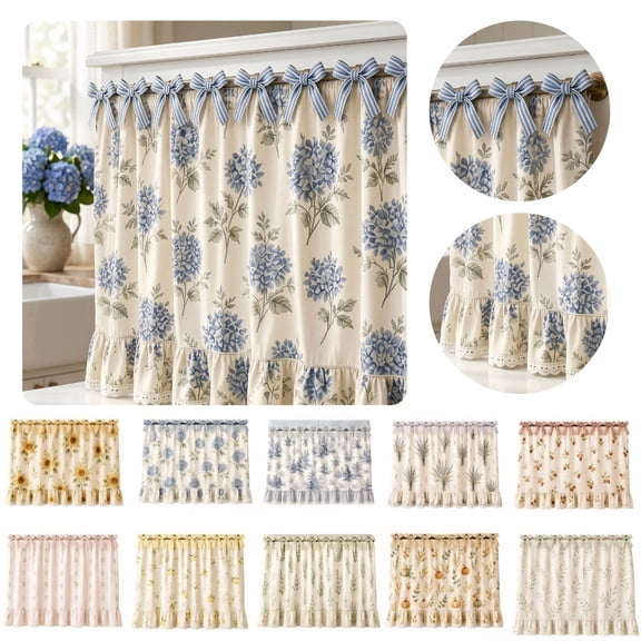 Dishwasher Curtain for Under-Counter Dishwashers, 76x54cm Rustic Lace Oven Skirt with 8 Adjustable Ties, Polyester Dust & Gap Cover for Small Kitchens, Farmhouse & Cottage Style Homes (C)