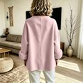 thumbnail image 4 of Coats For Women Short Fuzzy Cuff Draped Collar Loose Fit Outerwear Solid Color Long Sleeve Casual Jacket For Fall Winter, 4 of 6