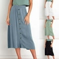 thumbnail image 5 of Dvprdro Women Casual Solid Button Down Skirts Summer Fashion Elastic Waist Loose Midi Beach Skirt White Sizes S, 5 of 5