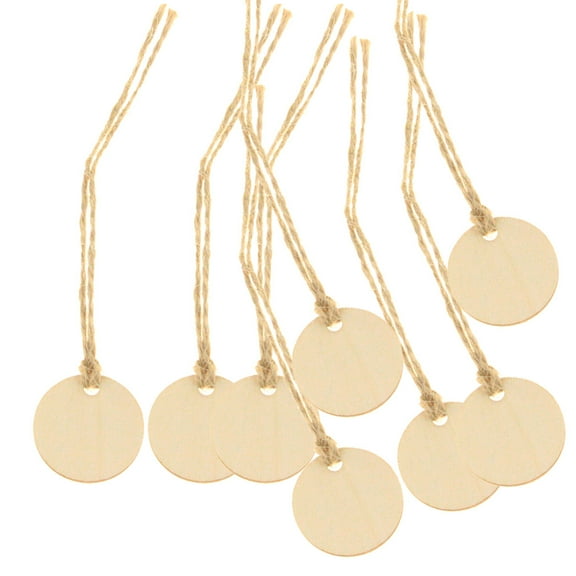 TABLZONE Simple Wine Bottle Pendant Beige Wood 50Pcs 1.2x1.2x0.1In