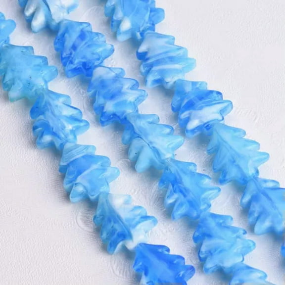 U8MO 10PCS 18x15mm Tree Shape Handmade Lampwork Glass Loose Beads for Jewelry Making-Lake Blue