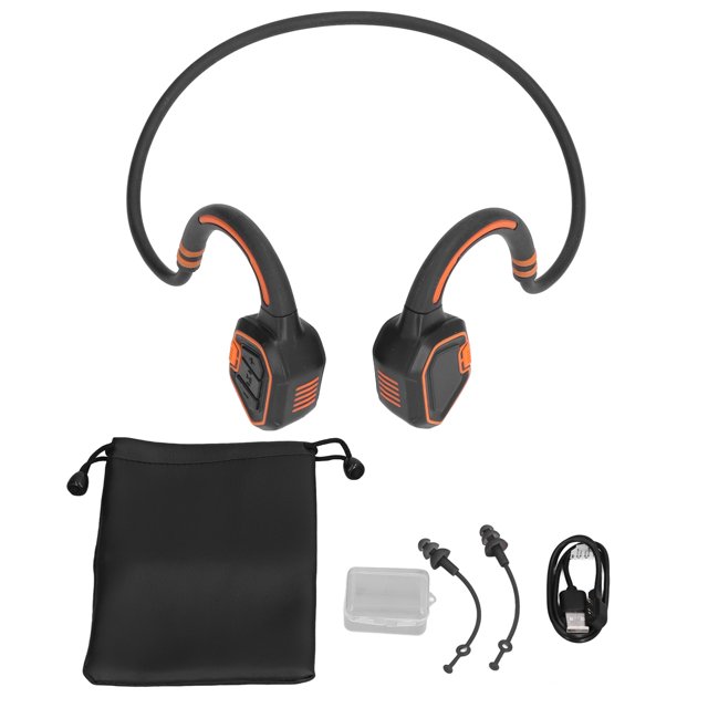 Swimming Sports Headphone, Rechargeable ABS Bone Conduction Headphone Durable For Running Orange,Silver Gray