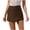 Brown, variant on Women's Casual Skirt Shorts, High Waist A-Line Skort, Irregular Hem Divided Skirt with Zipper, Solid Color Shorts for Daily Wear, Beach and Vacation