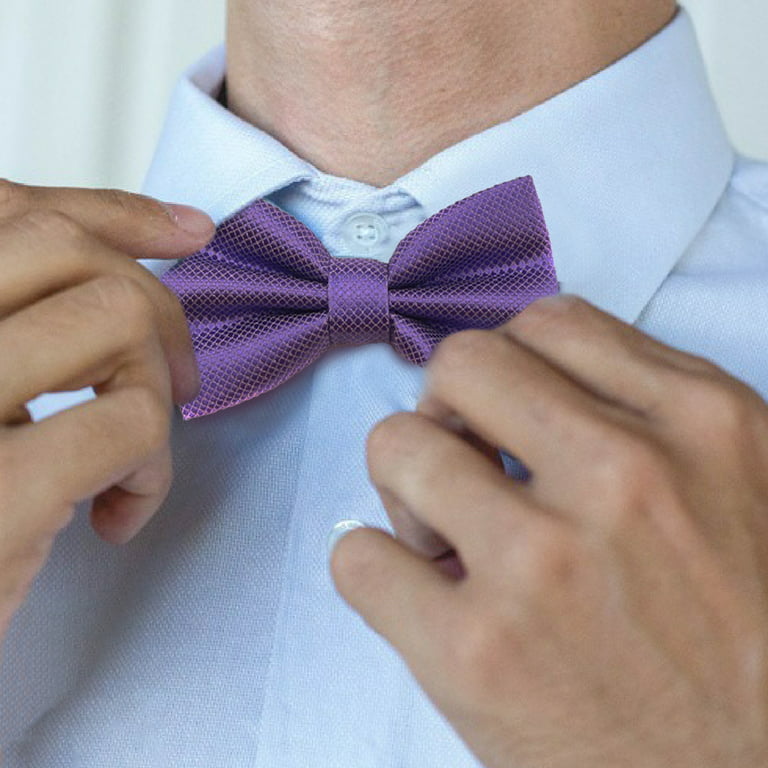 Shulemin Grid Pattern Skin friendly Polyester Wedding Formal Meeting  Necktie for Men Black 