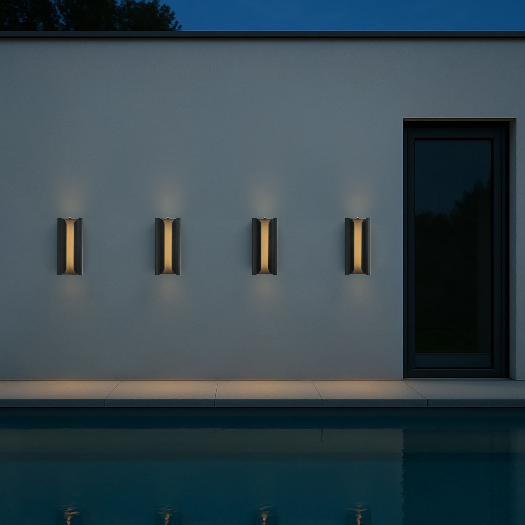 H15" Matte Black 24W Integrated LED Wall Sconce with Acrylic Shade Modern Simplicity Outdoor Wall Light with Dusk to Dawn Sensor for Porch  Garage