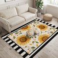 thumbnail image 2 of Area Rugs 3'x5', Sunflowers Carpet Runner Indoor Outdoor Rugs Home Decor Aesthetic, Farmhouse Botanical Floral Leaves Black Stripes Non Slip Mats Washable Accent Rug for Living Room Bedroom, 2 of 8