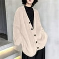thumbnail image 2 of Women Fashion Solid V Neck Button Casual Loose Sweater Knitted Cardigan Coat, 2 of 2