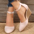 thumbnail image 4 of Vedolay Wide Sandals for Women Sandals for Women Dressy Summer Ankle Buckle Strap Heeled Sandals, 6.5, 4 of 5