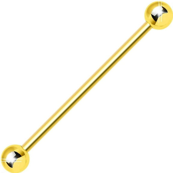 14 karat Solid Gold Industrial Barbell Scaffolding Jewelry 16g 1 1/2" 4mm ball