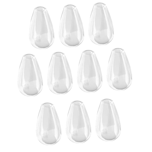 10 botellas de vidrio vacías transparentes con forma de lágrima para manualidades, regalos de fiesta y baby shower. 20 x 12 mm