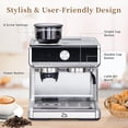 thumbnail image 2 of Yiwa Stainless Steel Espresso Machine, Built-In Grinder, 20 Bar Pump, Milk Frother, and Large 95 Oz Water Tank for Home Use, 2 of 7