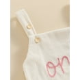 thumbnail image 5 of Caoirhny Baby Girls Romper Overalls Bodysuit Letter Flower Embroidery Buttons Straps Infant Jumpsuit Summer Clothes, 5 of 9