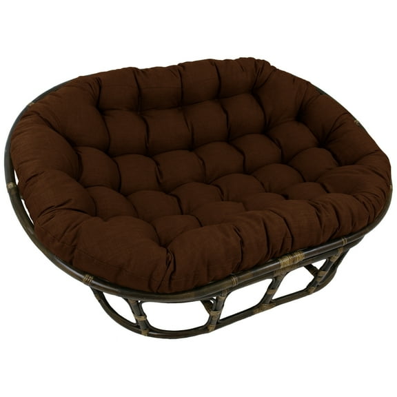 Rattan Papasan Chair Double Seat Outdoor Patio Furniture with Cushion