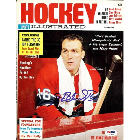Henri Richard Autographed Hockey Illustrated Magazine Cover Montreal Canadiens PSA/DNA #U93589