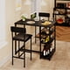 thumbnail image 2 of Juego de Comedor Compacto para 2 - Mesa de Cocina Altura Barra con 2 Sillas Tapizadas y 3 Estantes de Almacenamiento - Color Negro Rústico, 2 of 8