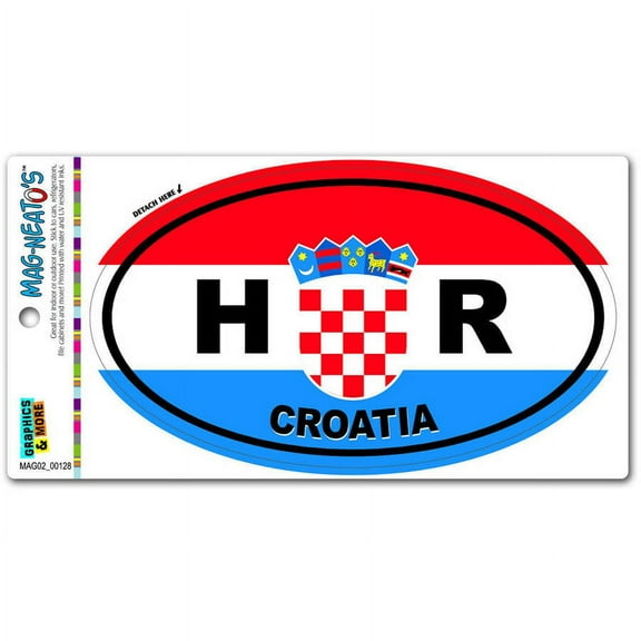 Croatia Country Flag HR Euro Oval Flag Automotive Car Refrigerator Locker Vinyl Magnet