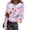 #002#-Purple Pink, variant on Women's Cute Easter Shirts Long Sleeve Trendy Tops Rabbit Graphic Colored Eggs Print T-Shirt Easter Day Gifts Pink L