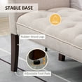 thumbnail image 4 of 55" Tufted Storage Bench with Arms, Upholstered Bedroom Bench with Solid Wood Legs for End of Bed or Entryway, Beige, 4 of 9