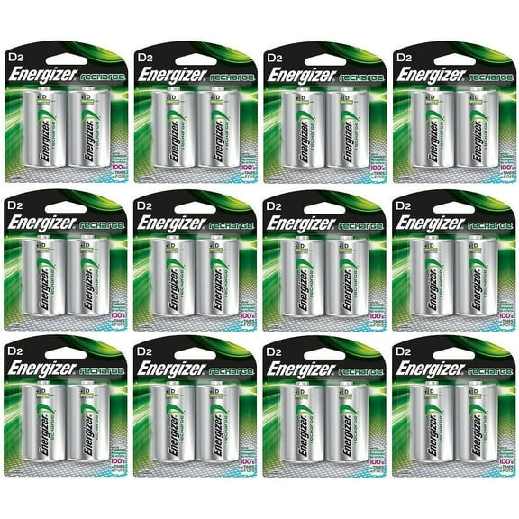 Energizer NH50BP-2 Rechargeable D Nimh Batteries (12 Packs of 2 = 24 Batteries)