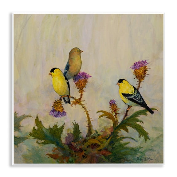 Stupell Industries Rustic Lodge American Goldfinch Trio Wall Plaque Art, 12 x 12, by Floy Zittin