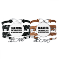 thumbnail image 1 of Jakarta Largest City Southeast Asia Bracelet Hand Strap Leather Rope Wristband Double Set, 1 of 3