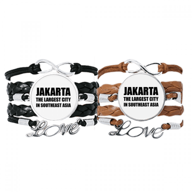 Jakarta Largest City Southeast Asia Bracelet Hand Strap Leather Rope Wristband Double Set