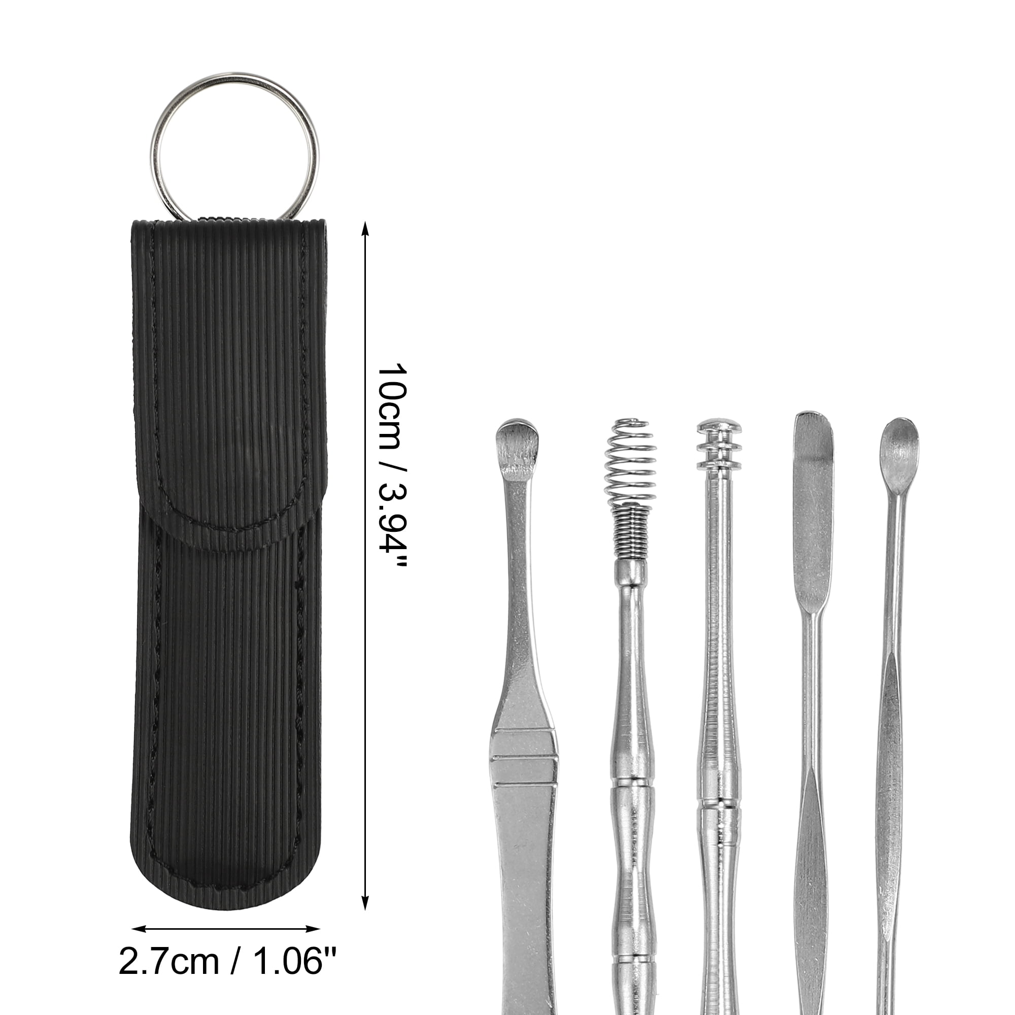 Unique Bargains Portable Stainless Steel Earwax Cleaner Tool Set Black