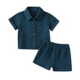 thumbnail image 1 of xiaxaixu Bambin 2Pcs Été Tenues, Manches Courtes Bouton vers le Bas Chemise + Ensemble Short, 1 of 2
