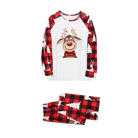 

Sanfanil Matching Family Pajamas Sets Christmas Print Top And Plaid Pants Homewear For Mom
