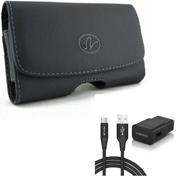 For Google Pixel 7/6a/6 - Fast Home Charger w Case Belt Clip, Type-C 6ft USB Cable Quick, Leather Swivel Holster for Google Pixel 7/6a/6 Phones