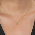 thumbnail image 4 of Gem Stone King 18K Yellow Gold Plated Silver Persian Blue Moissanite Teardrop Pendant Necklace for Women (0.50 Cttw, Gemstone Birthstone, Round 5MM, with 18 inch Silver Chain), 4 of 4