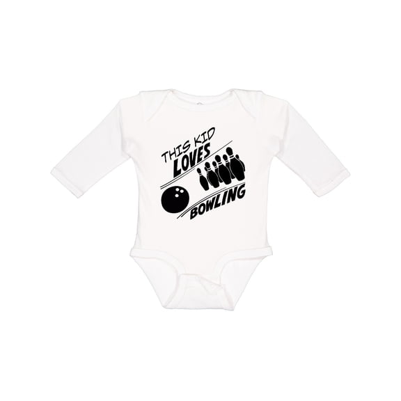 Inktastic This Kid Loves Bowling Boys or Girls Long Sleeve Baby Bodysuit