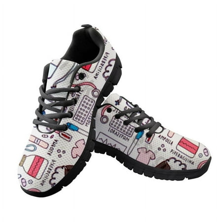 

Cute Cartoon Thermometer Print Black White Bottoms Sneakers Fashion Ladies Trainer Shoes New Autumn Casual Shoes Comfortable