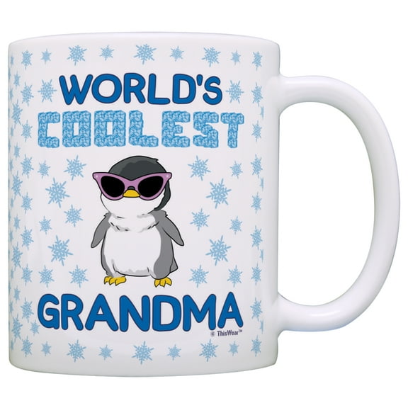 ThisWear Mother's Day Gifts World's Coolest Grandma Penguin 11 ounce Coffee Mug