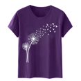 thumbnail image 4 of Womens Blouse Plus Size Short Sleeve Round Neck Print Out Blouse T-Shirt Purple XL, 4 of 4