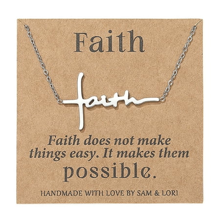 SAM & LORI Cross Necklace for Women Silver Faith Christian Baptism Gifts Catholic Religious Spiritual Jewelry Cute Sideways Choker Christmas Stocking Stuffers Valentines Day Easter Basket