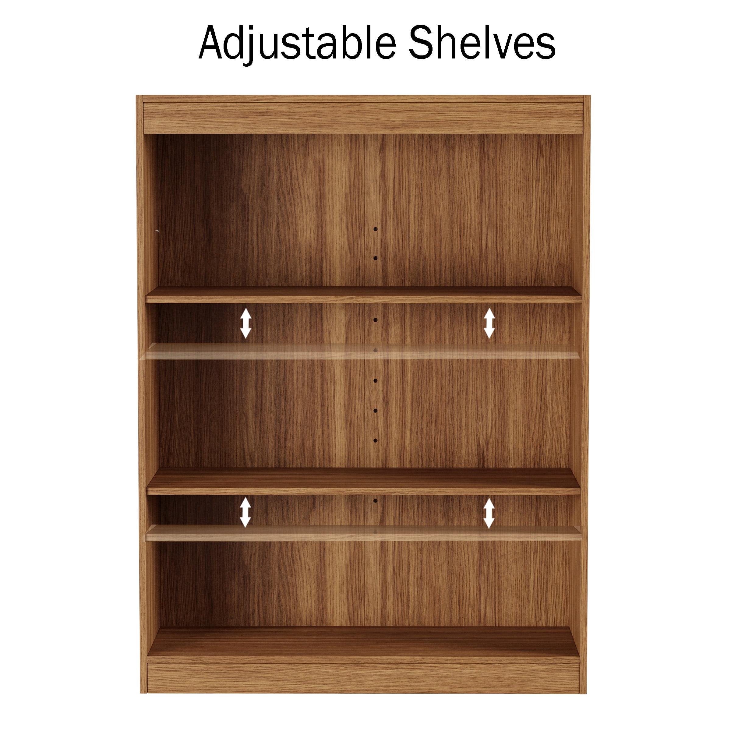 Somerset Home 3 Shelf Bookcase Open Front Bookshelf with Adjustable Shelves, Brown