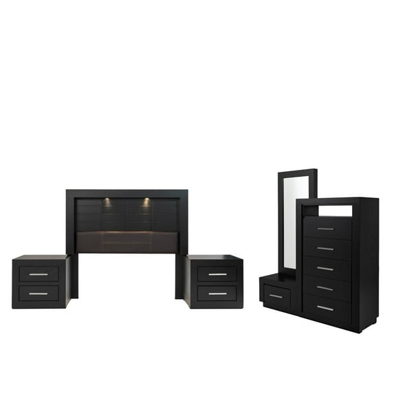 Recamara Kessa Muebles  Pamela Matrimonial 5 piezas Café