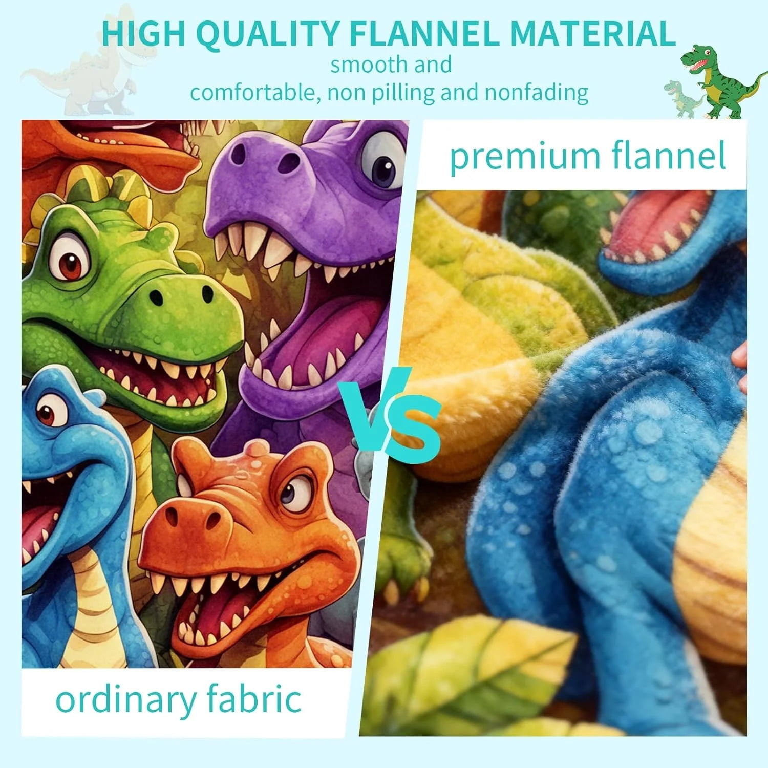 3D Dinosaur Blanket for Boys Girls 3D Dinosaur Throw Dino Blanket for Toddler Boys Kids Cute Smiling Dinosaurs HD Digital Print Flannel Ultra Soft Lightweight All Season