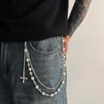thumbnail image 2 of Wallet Pant Pearl Chains - Layered Jean Pocket Chain Keychain for Women Men - Cute Bag Purse Cross Charm, 2 of 6