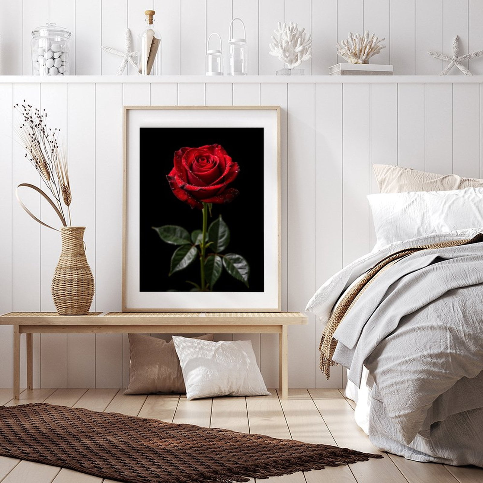 Diamond Art Kit for Adults, Red Rose With Dewdrops Diamond Painting for Adults Beginners, DIY Diamond Art Painting Kits, 5D Diamond Painting Crafts for Home Decor 12x16 Frameless