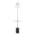 thumbnail image 5 of Symbol Contemporary, Glam Floor Lamp with Clear Glass Side Table, Nickel Metal Accents, Black Marble Base, and White, 5 of 7