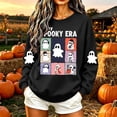thumbnail image 4 of Spooky Season Sweatshirt Womens Ghost Graphic Pullover Crew Neck Long Sleeve Loose Fit Casual Fall Tops Ribbed Cuffs and Hem Cute Halloween Long Sleeve Sweatshirt, 4 of 7