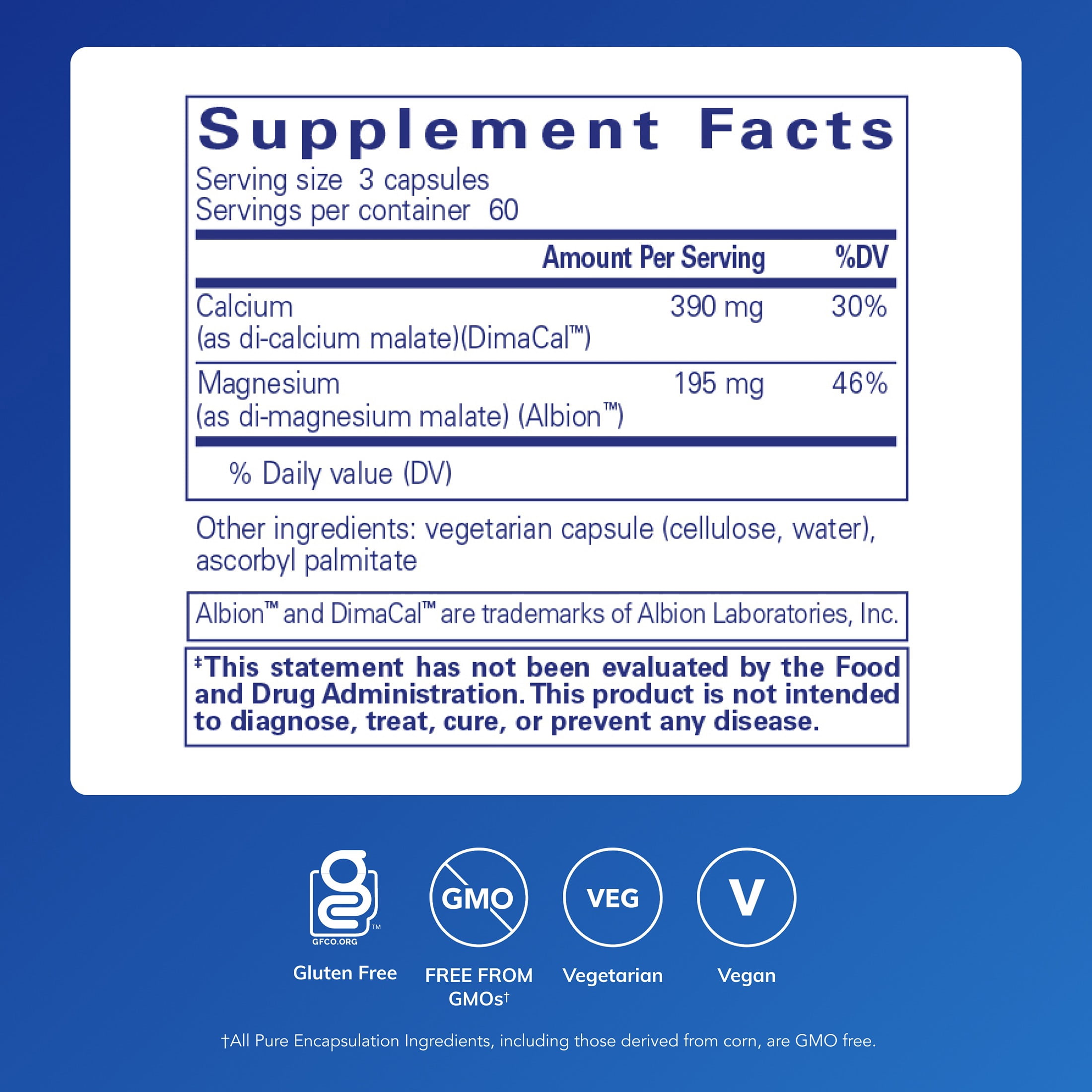 Pure Encapsulations Cal/Mag (Malate) 2:1 - Calcium & Magnesium (Malate) - Bone Health Supplement* - Optimal Absorption - Vegan & Gluten Free - 180 Capsules