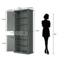 thumbnail image 6 of HOMEFORT 72" Traditional Freestanding Kitchen Pantry Cabinet Cupboard with Doors and 3 Adjustable Shelves, Gray, 6 of 9
