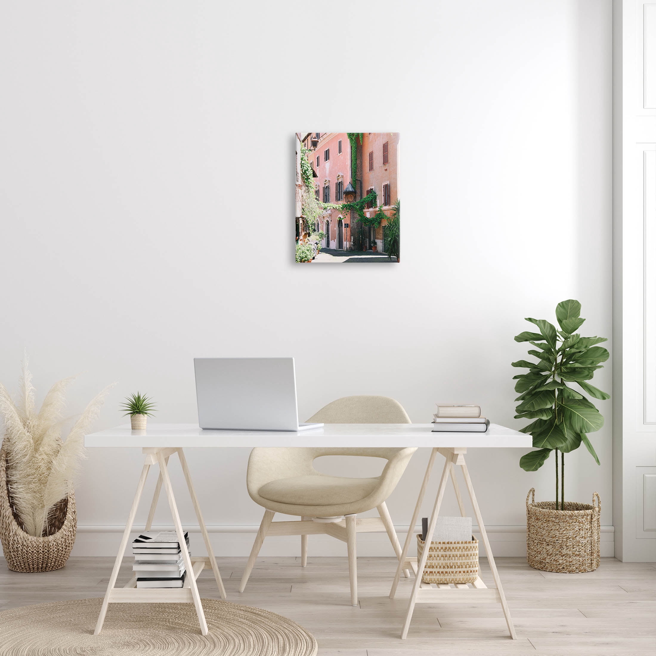 Neighborhood Ivy Vines Architecture Town & City Photograph Gallery Wrapped Canvas Print Wall Art
