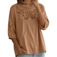thumbnail image 3 of Kelon Dressy Tops for Women Short Womens 3/4 Length Sleeve Cowl Neck Boho Tops Trendy Tunic Blouses, XL, 3 of 9