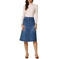 thumbnail image 2 of Faldas midi de mezclilla para mujer INSPIRE CHIC con botones, cintura alta, falda de mezclilla azul XS, 2 of 6