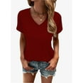 thumbnail image 3 of Women's T Shirts V Neck Casual Short Sleeve Summer Basic Tops Tees, 3 of 5