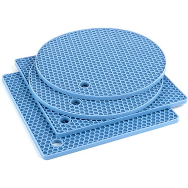 Hot Pads for Kitchen, Silicone Pot Holders for Hot Pots and Pans, Silicone Mats for Kitchen Countertops, Table, Flexible Easy to Wash and Dry, Blue